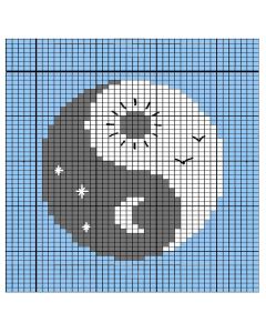 Kit tricot couvre-lit 2 personnes Yin Yang 200 cm x 200 cm