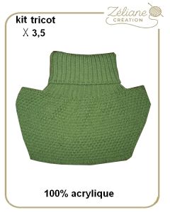 Col roul&eacute; &agrave; plastron taille adulte en kit ou d&eacute;j&agrave; tricot&eacute; main
