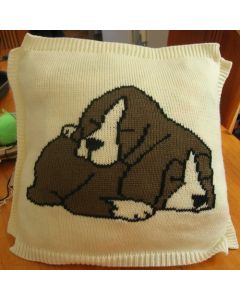 kit tricot 8757 - housse de coussin jacquard Teckels