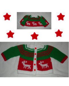 kit tricot 9172 - gilet naissance jacquard cerfs