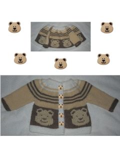 kit tricot 9174 - gilet naissance jacquard ours