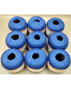 lot de 9 pelotes de 50 grammes coton mercerisé n°20 coloris bleu