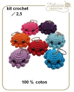 Kit crochet 2026 n°3 - 3 porte clés Octopus