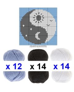 Lot de 40 pelotes Canada + grille yin yang pour plaid