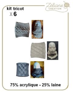 Kit tricot 2026 n°8 - snoods taille unique adulte points torsadés