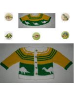 kit tricot 9150 - gilet naissance jacquard dinosaure