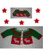 kit tricot 9172 - gilet naissance jacquard cerfs