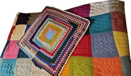 64 pelotes Canada coloris diff&eacute;rents + sac + aiguilles = couvre lit du fil rouge 2026
