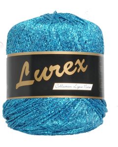 pelote de 25 g de fil à tricoter Lurex coloris bleu turquoise 05