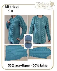 Kit tricot 11406 - Long pull à grosses torsades en Alpina6