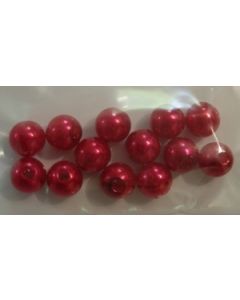 12 perles synthétiques 6 mm coloris rouge