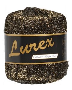 pelote de 25 g de fil à tricoter Lurex coloris noir et or 16