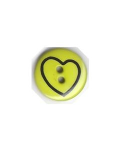 Bouton rond 18 mm avec coeur dessiné réf 2411 fond vert