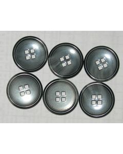Lot de 6 boutons plastique gris marbré 32 mm