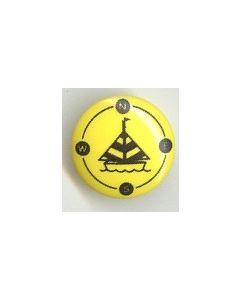 bouton 18 mm avec dessin voilier fond jaune