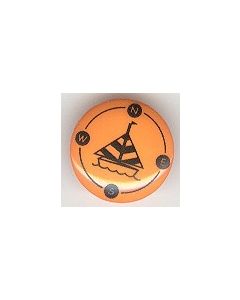 bouton 18 mm avec dessin voilier fond orange