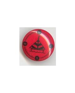 bouton 18 mm avec dessin voilier fond rouge
