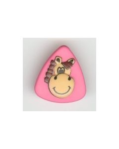 bouton triangle 20 mm avec tête de cheval réf 48589 coloris rose