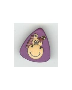 bouton triangle 20 mm avec tête de cheval réf 48589 coloris violet
