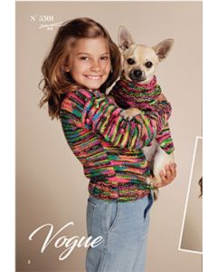 Modèle 01 du catalogue Lammy 53 - pull fille 6, 8 ou 10 ans en kit à tricoter