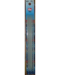jeu de 5 aiguilles à tricoter n°4 double pointe 20 cm - métal