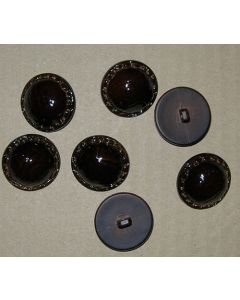 lot de 7 boutons bombés imitation cuir cousu marron 30 mm