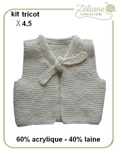kit tricot doudoune layette point mousse 