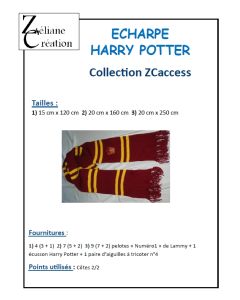 FICHE TRICOT echarpe en N°1 façon Harry Potter