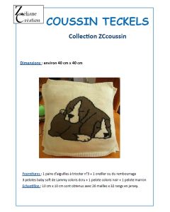 FICHE TRICOT coussin teckels en baby soft