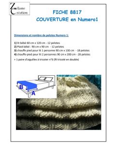 fiche tricot 8817 - couverture en Numero1 aux aiguilles 6