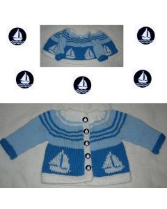 Kit tricot 9173 - gilet naissance jacquard voiliers