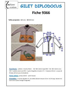 fiche tricot 9366 - gilet enfant jacquard diplodocus