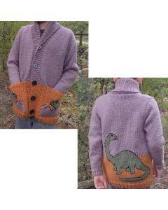 kit tricot 9366 - gilet enfant diplodocus 6 ans et 8/10 ans