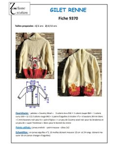 fiche tricot 9370 - gilet enfant jacquard renne