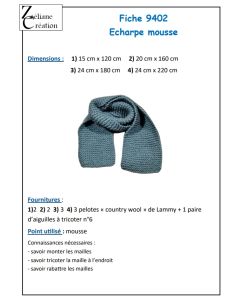 Fiche tricot 9402 - Echarpe mousse en Country Wool