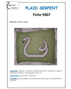 Fiche tricot 9407 - plaid serpent 115 cm x 90 cm