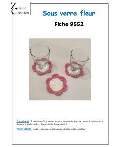 fiche crochet 9552 - sous verres fleurs