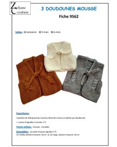 fiche tricot 9562 - 3 doudounes layette