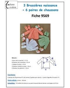 Fiche tricot 9569 - brassières et chaussons naissance