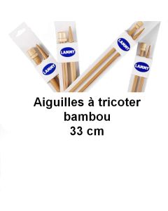 1 paire d'aiguilles à tricoter en bambou de 33 cm de long