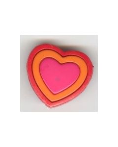 bouton coeur 23 mm rouge orange fuchsia