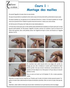 fiche tricot cours 1 - montage des mailles