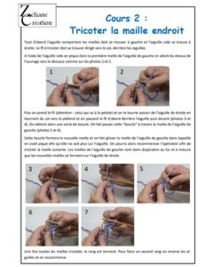 fiche tricot cours 2 - tricoter la maille à l'endroit