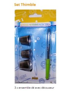 Lot de 3 dés à coudre + 1 découseur