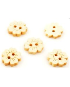 lot de 5 boutons bois fleur 14 mm, épaisseur 3 mm