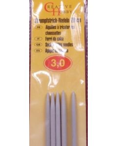 jeu de 5 aiguilles à tricoter n°3 double pointe 20 cm - métal