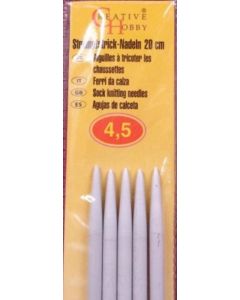 jeu de 5 aiguilles à tricoter n°4,5 double pointe 20 cm - métal