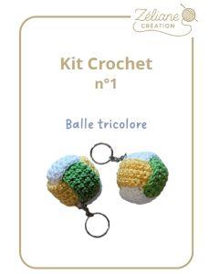 Kit crochet ZC n°1 - 2 porte clés balle - kit complet ou déjà confectionné main