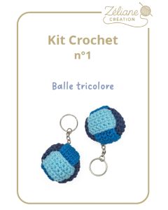 Kit crochet ZC n°1 - 2 porte clés balle - kit complet ou déjà confectionné main