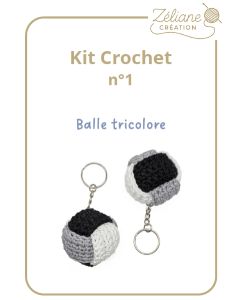 Kit crochet ZC n°1 - 2 porte clés balle - kit complet ou déjà confectionné main